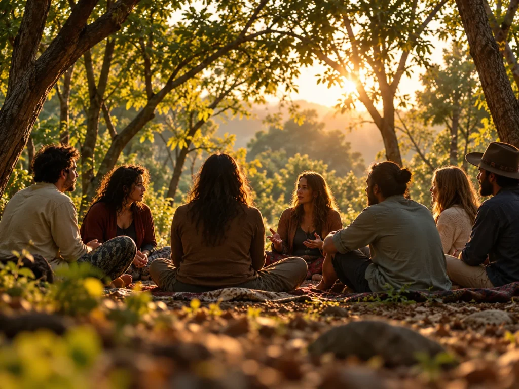 Personas reunidas en un entorno natural