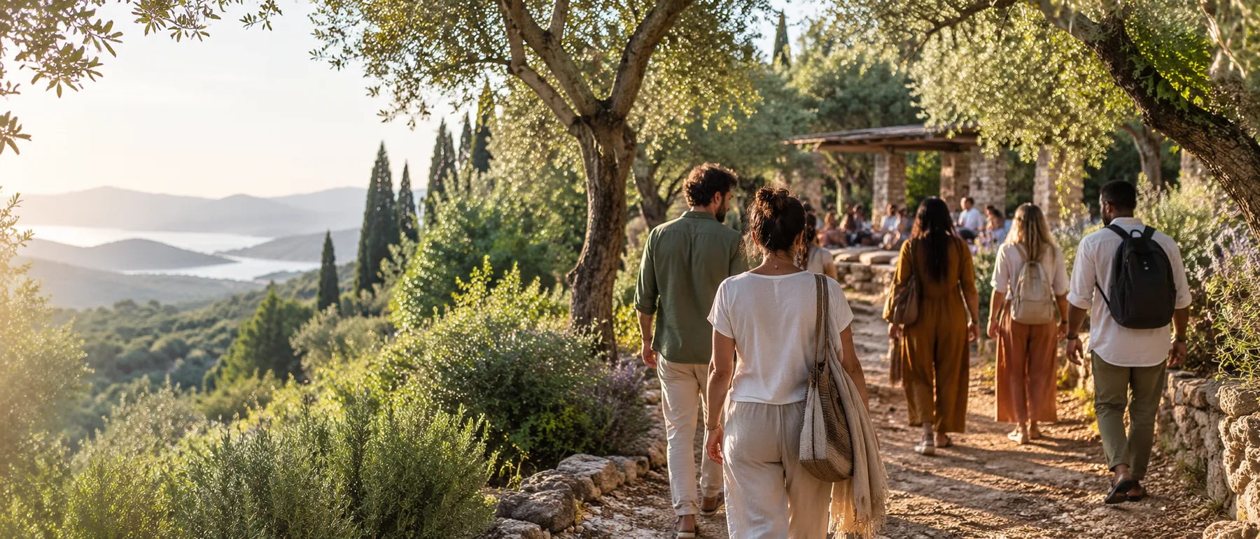 Camino hacia un encuentro en el jardín